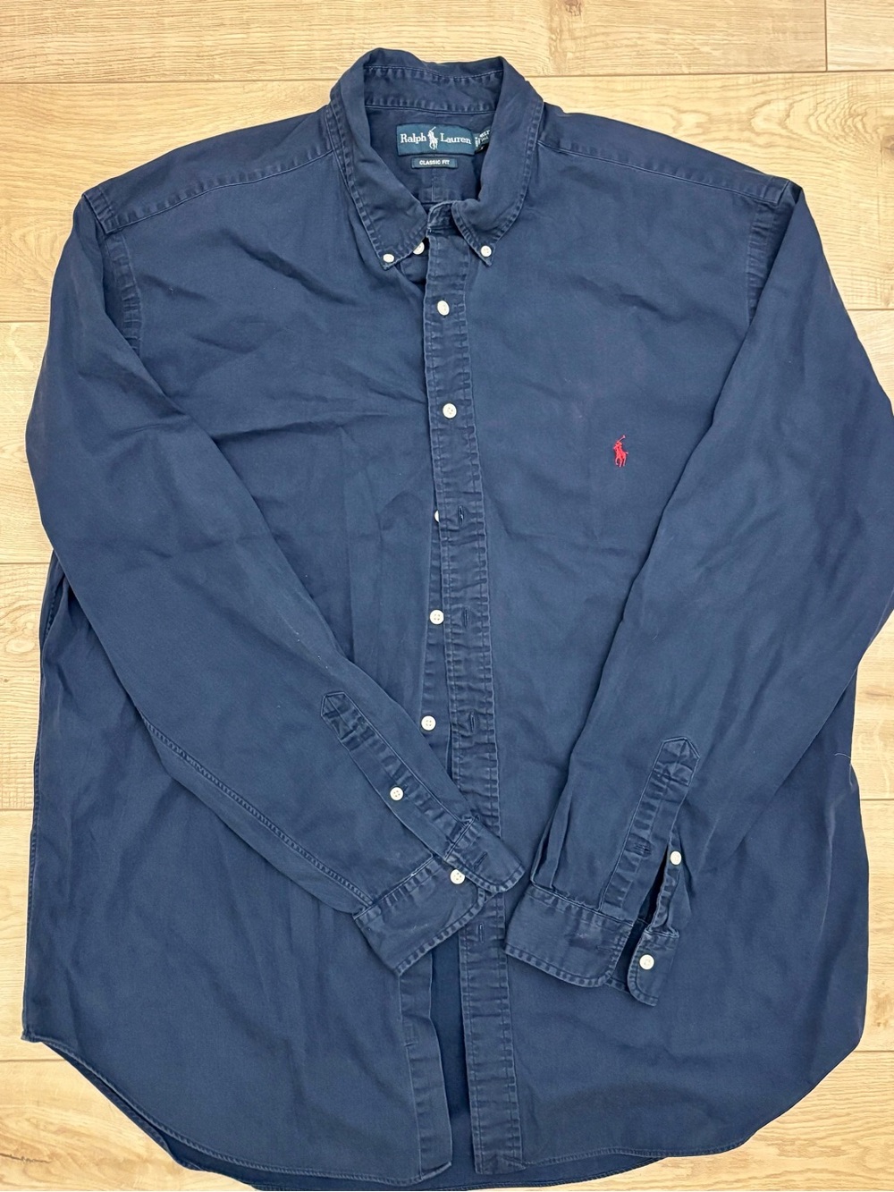 Ralph Lauren Men's Big and Tall Preppy Button Down Shirt Navy Shirt in 2XL Tall